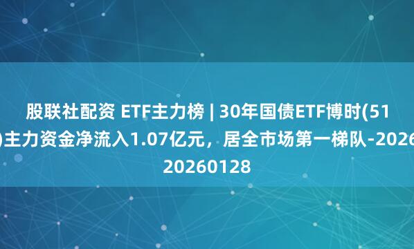 股联社配资 ETF主力榜 | 30年国债ETF博时(511130)主力资金净流入1.07亿元，居全市场第一梯队-20260128