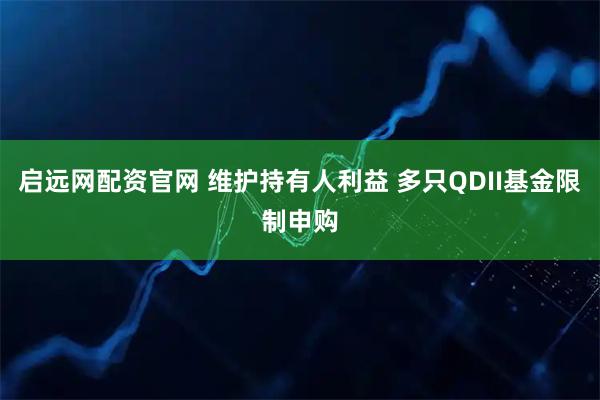 启远网配资官网 维护持有人利益 多只QDII基金限制申购